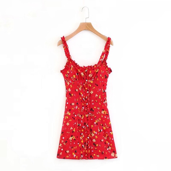 * RESTOCKED * red floral slip dress - Picture 2 of 5